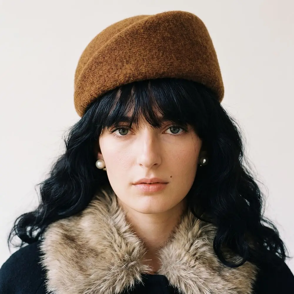 Vintage French Style Pillbox Hat Fedoras Elegant Beret Hat Teardrop Solid Color Airline Stewardess Caps Banquet