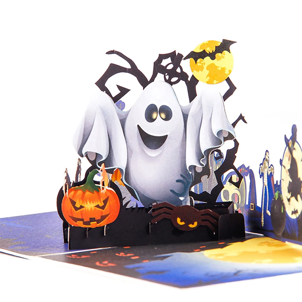 

3D Pumpkin Cards Scary Patterns Angry Pumpkin Smiling Spider Shining Eyes Realistic Halloween Birthday Anniversary