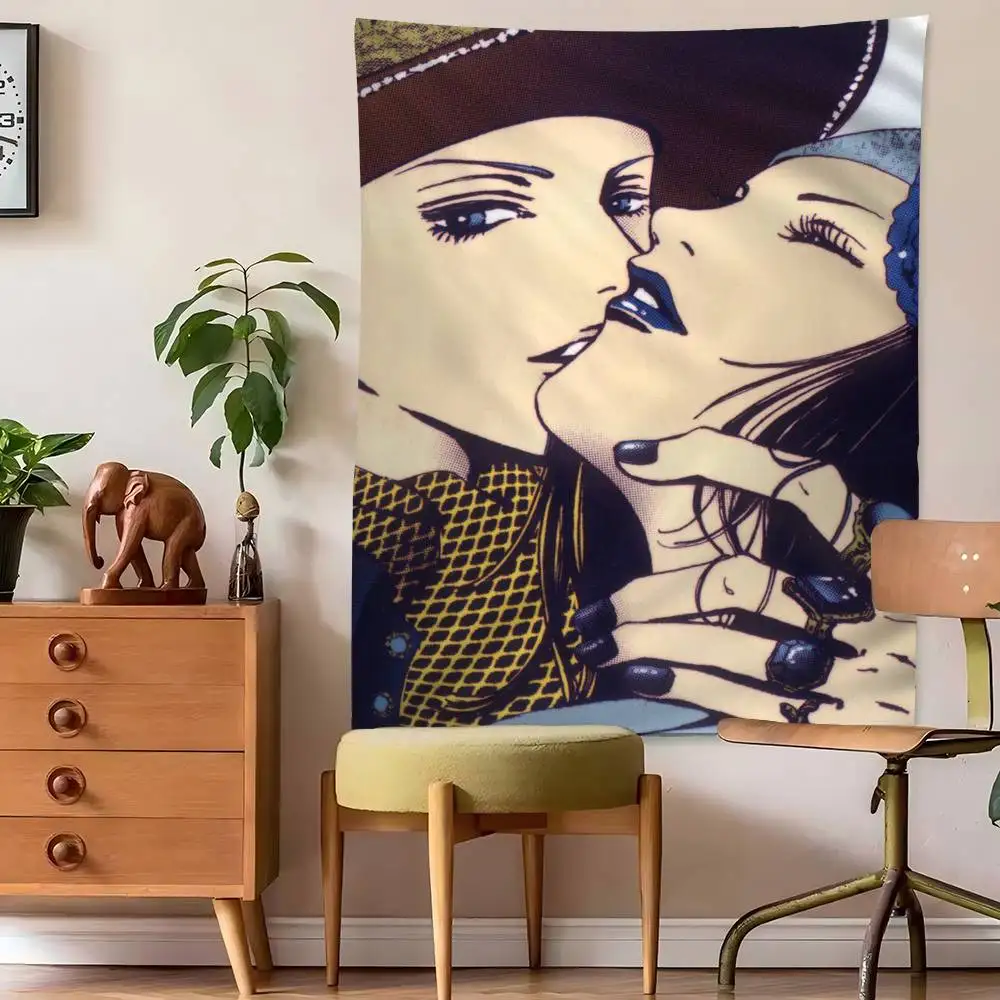Tapiz colorido de Anime P-Paradise Kiss Shoujo Manga, tapices de pared bohemios, láminas colgantes de pared con mandala