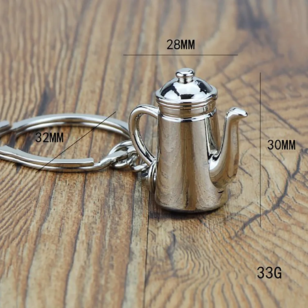 Metal 3D Creative Coffee Keychain Mini Cute Moka Pitcher Keyring Pitcher Accessories Coffee Handle Keyring Small Pendant