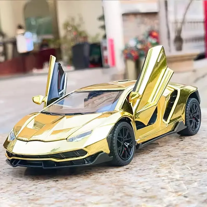 

1:24 LP770-4 Sports Car Diecast Metal Simulation Alloy Car Model Sound Light Pull Back Collection Kids Toy Gifts