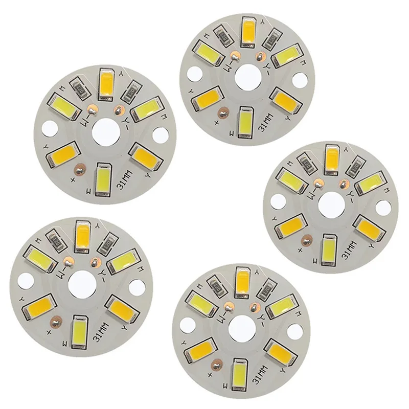 1/ 5 uds 3W DC 5V tablero de luz LED fuente de luz de doble color 46MM 5730 cuentas de lámpara para bombilla Led Downlight