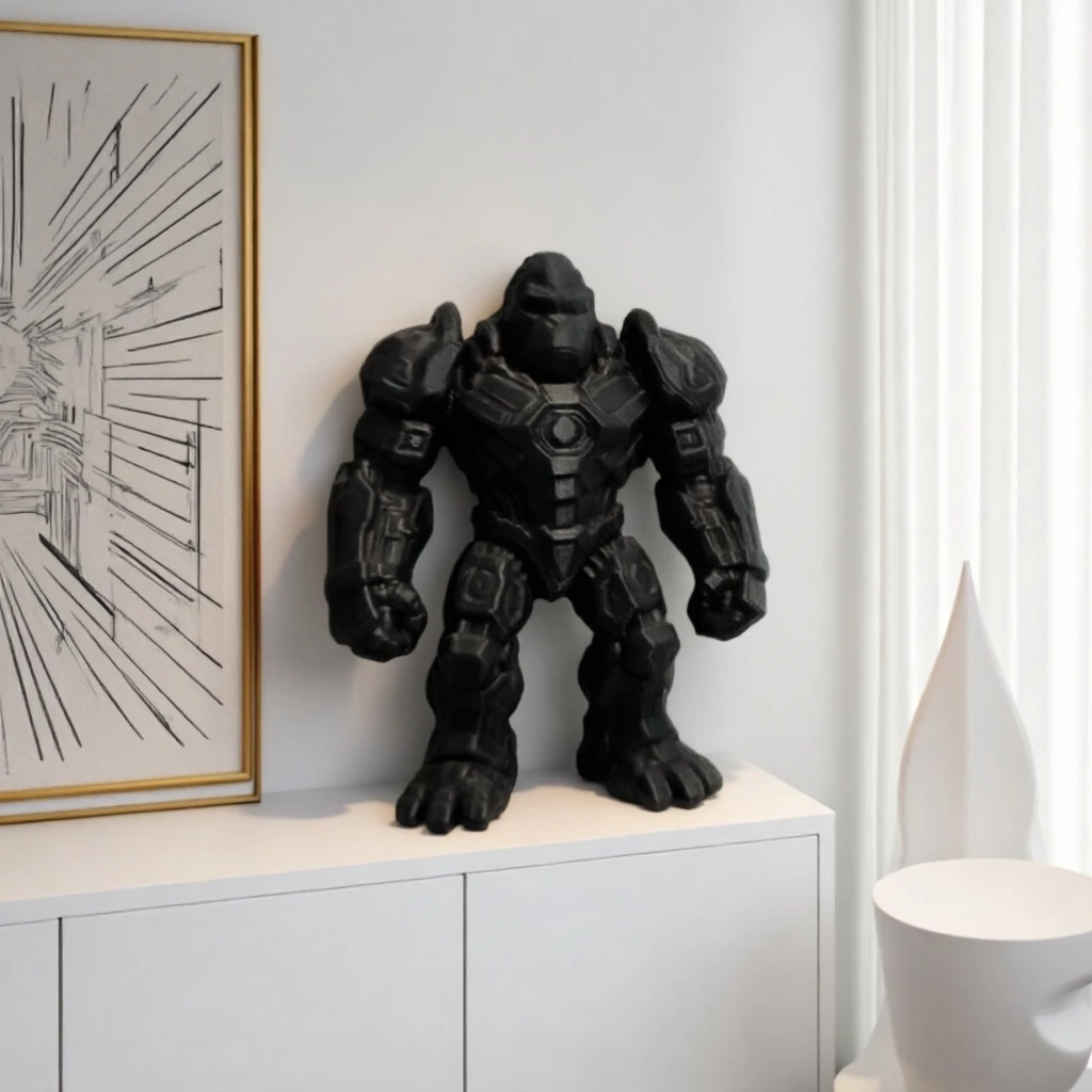 Une puissante statue de gorille, noire et blanche, idéale pour la décoration de la maison et des fêtes, est le cadeau parfait pour les amis et la famille.