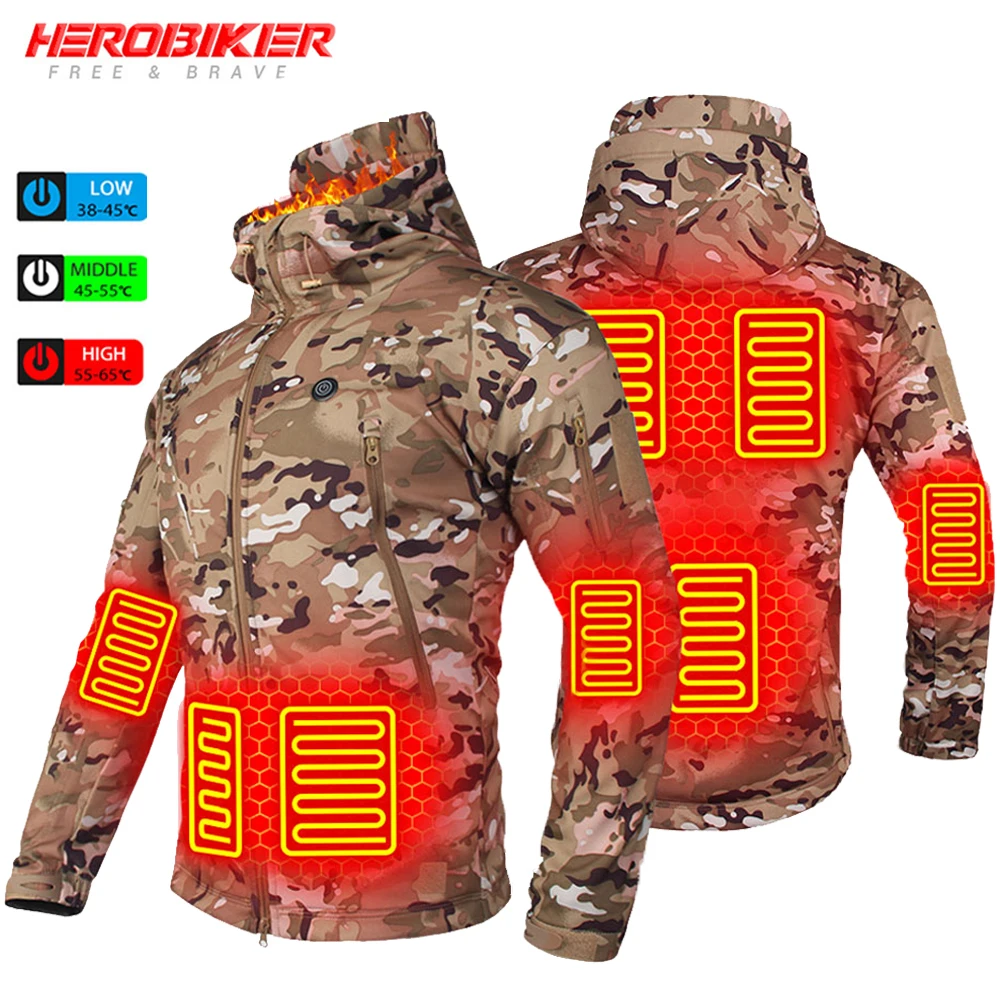 Motorcycle Hooded Jacket Heated Jacket USB Electric Heating Jackets Camping Keep Warm Winter Motorcycle Jacket Heated Clothes