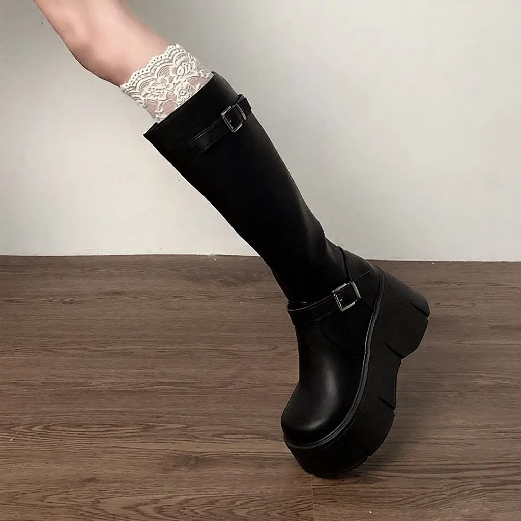 

Trendy Knee-high Thick-heel Knight Boots Women's Increased Height Not over Knee Slim Small Size Autumn Spicy Lady Boots