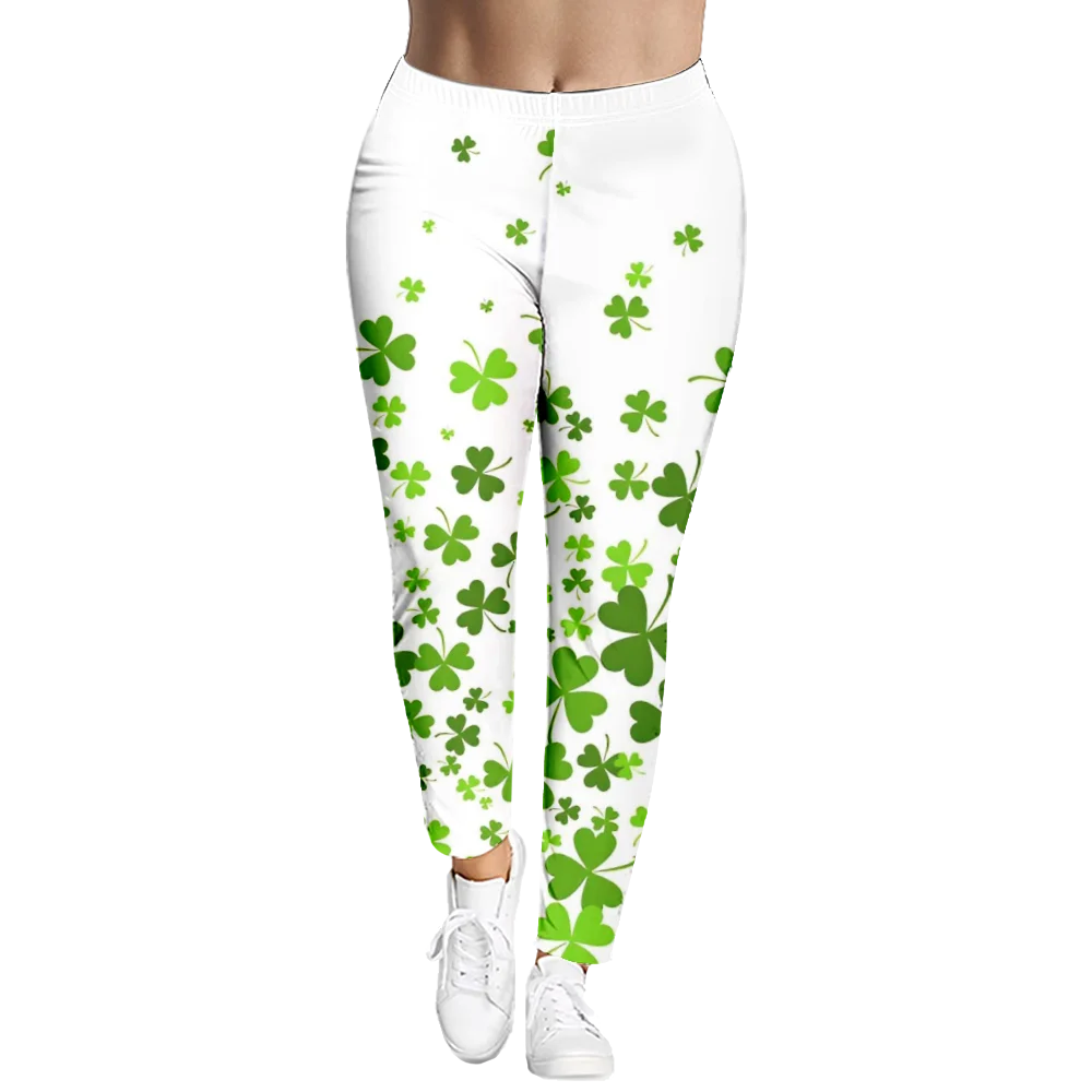 Lucky Grass Print Leggings Happy St.Patrick's Day Fashion Yoga Pants Gym High Waist Leggings Women Sexy Push Up Tights Trousers