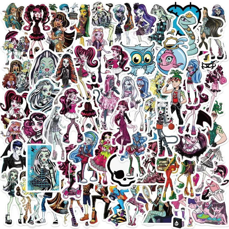 70pcs Cartoon Monster High Graffiti Stickers Suitcase Water Cup Guitar Car Scooter Stationery Mobile Phone Decoration Stickers