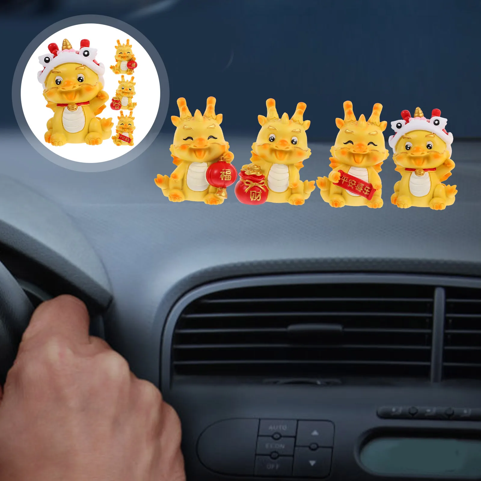 

4 Pcs Resin Handicraft Ornaments Decorations Dragon Statues Desktop Figurines Chinese Figure Mini Office Cartoon