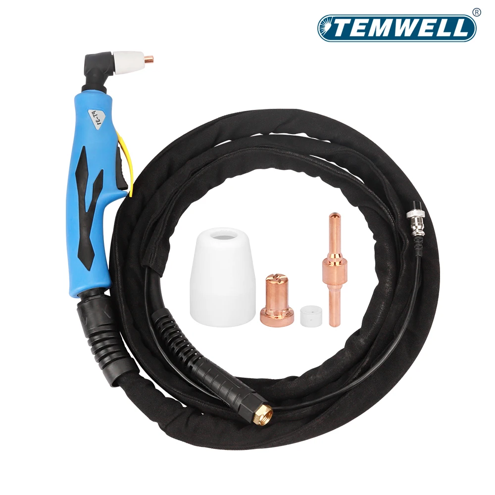 TEMWELL PT31 Plasma Cutting Torch 3M 5M Cable PT-31 Torch for M16x1.5CM 30-55A Air Cooled Plasma Cutting Machine CUT50 CUT55