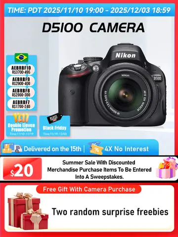 Nikon D5100 D5200 5300 D5500 D5600 Appareil photo SLR numérique APS-C Photographie de prolifération professionnelle 24.16MP Caméras vidéo HD (Utilisé)