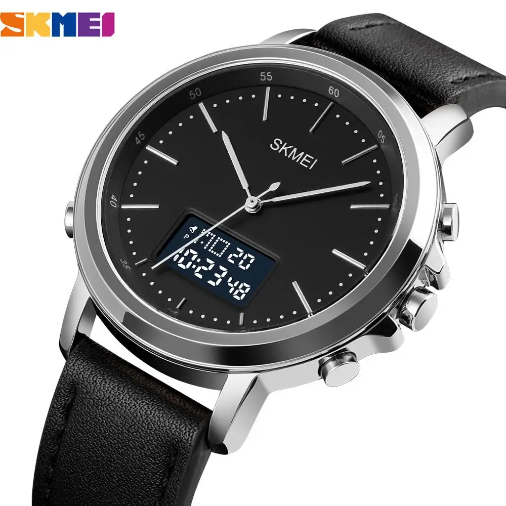 SKMEI 1652 Brand Watches Men Sports Mens Watch Leather Strap Electronic Clock Men's Digital Wristwatch Reloj Masculino 2120 1612