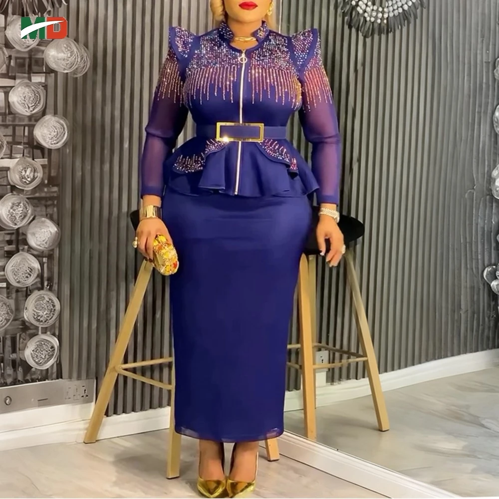 

MD African Clothes For Women Tradition Dress Stick a diamond Bazin Wedding Party Dress Ankara Robes Trads Wears African Clothes