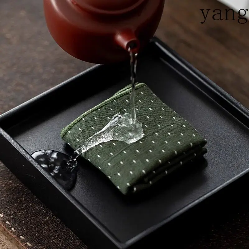 CX cotton and linen small square towel absorbent tea towel simple tea set accessories teacup pad