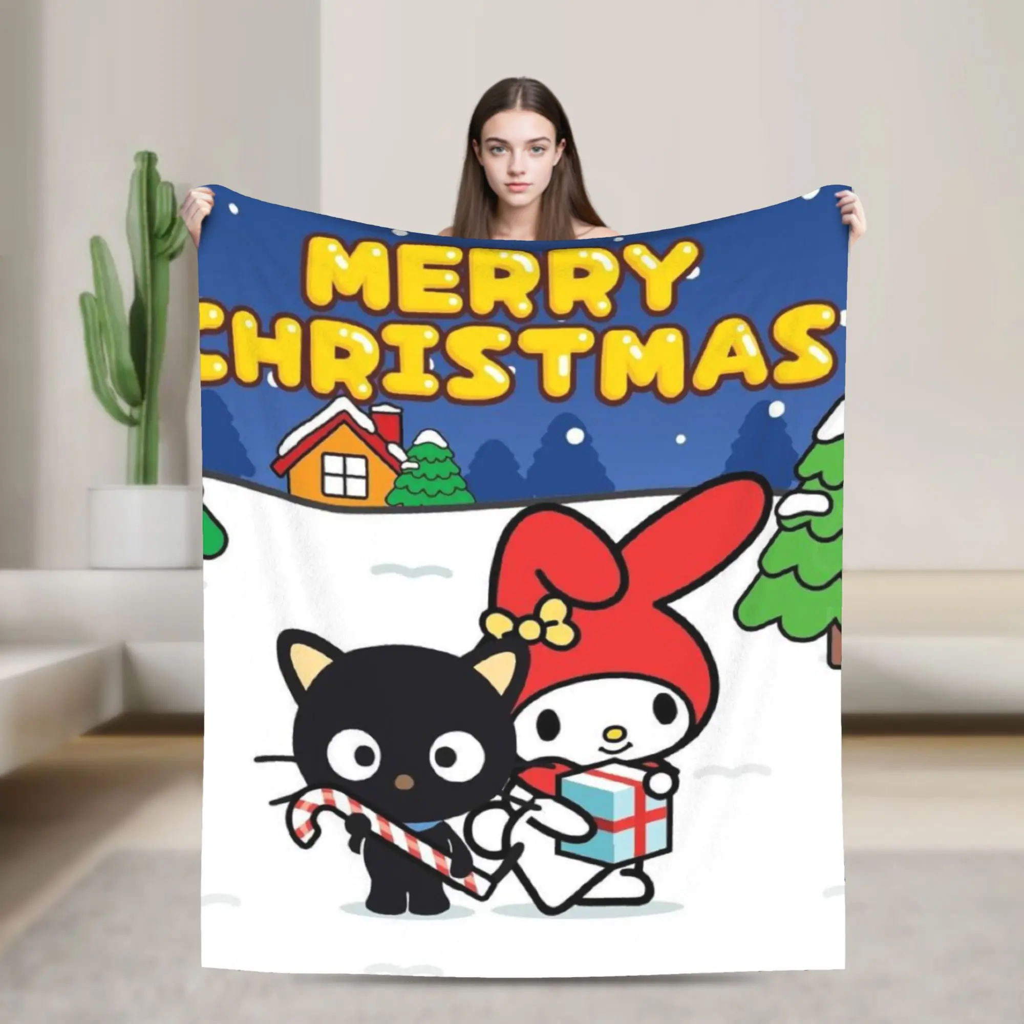 

Одеяло Chococat and My Melody Merry Christmas для дивана, мягкое уютное одеяло 50x60 дюймов, многоразмерное покрывало на все сезоны