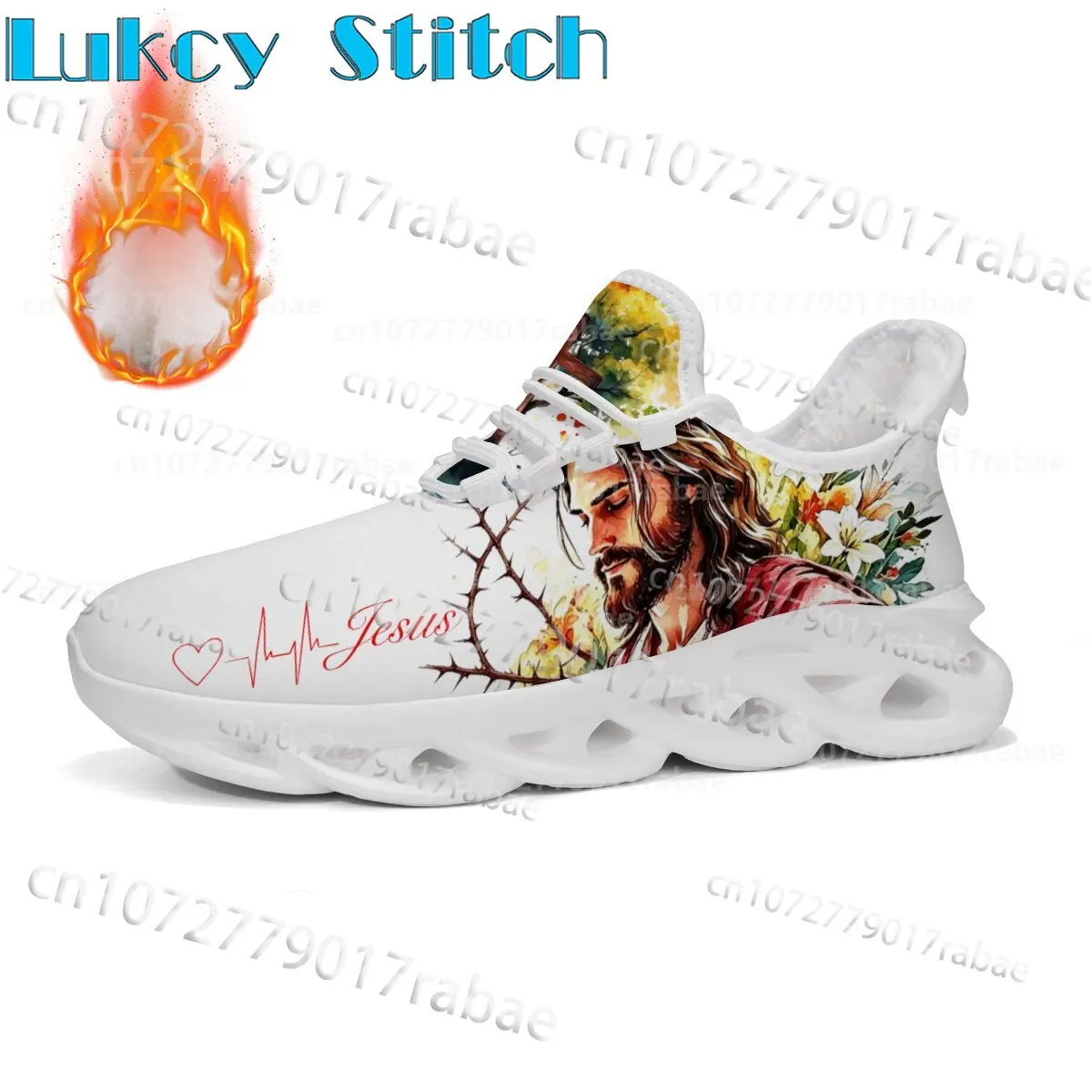 Men Women Winter Casual Sneakers Comfortable Thick Fleece Inside Faith Jesus Pattern Breathable Upper Non Slip Walking Footwear