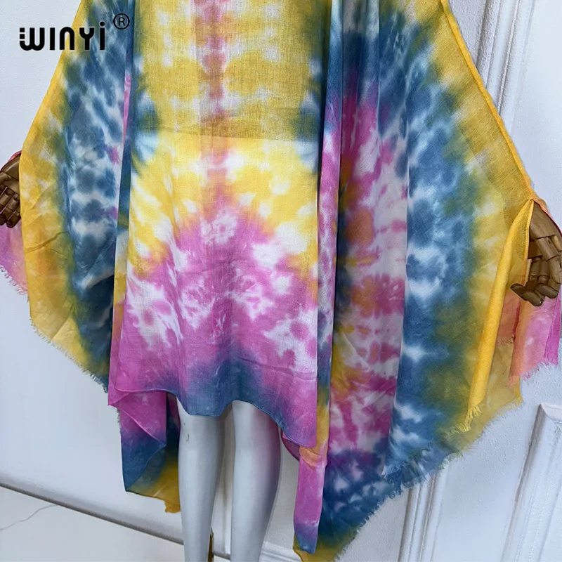 WINYI Africa beach dress Tie-dyed sexy dress Women elegante robe medio oriente caftano femminile abaya dubai luxury beach cover up