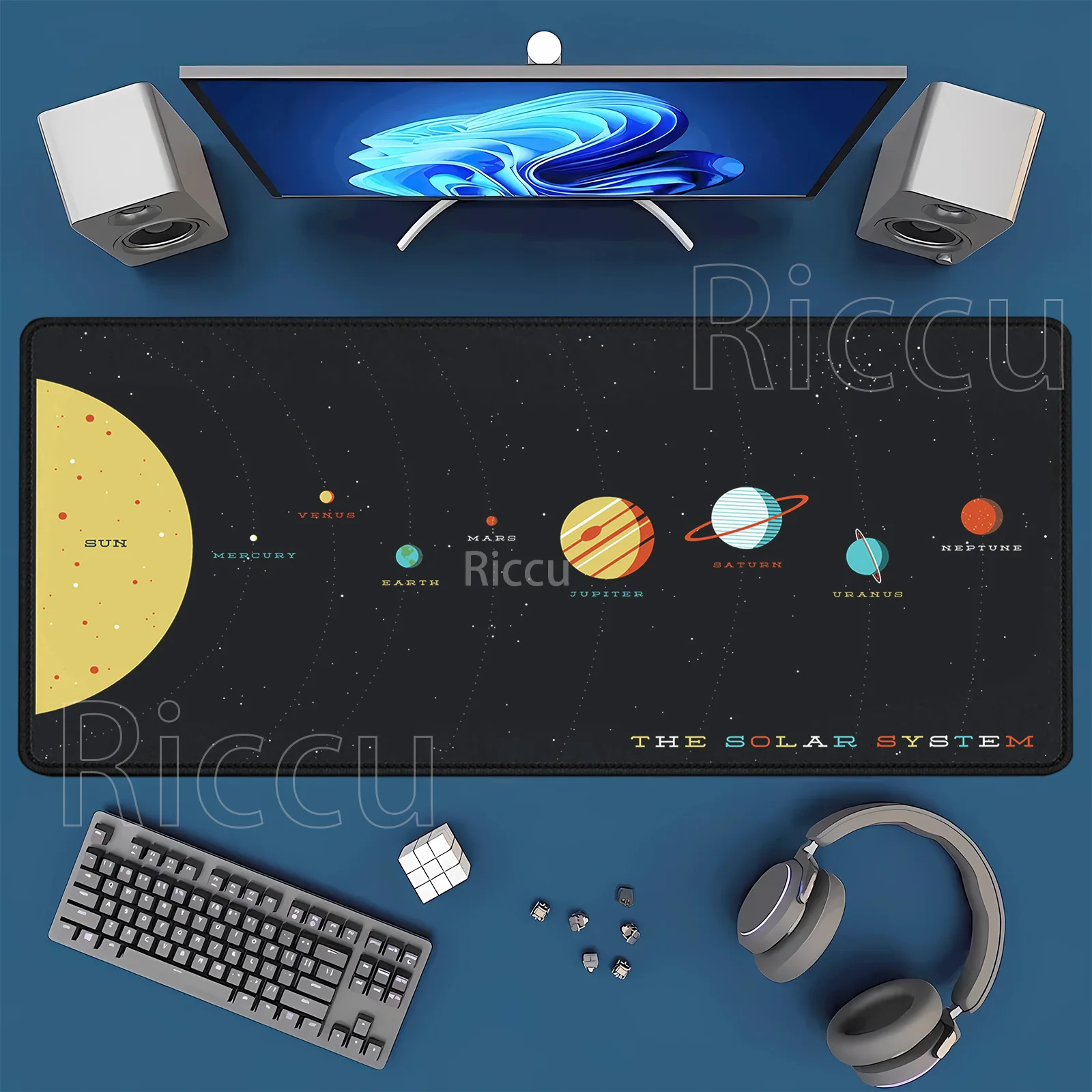 Spiel Mauspad Gamer Space Universe Solar System Computer tastatur Nicht-slip Mousepad büro zubehör Teppich overlock Schreibtisch Matte