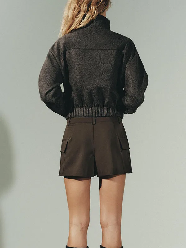 เสื้อแจ็คเก็ตนักบินผู้หญิง คอตั้ง แขนยาว คอลเลคชั่นฤดูใบไม้ร่วง 2025 คุณภาพดี แฟชั่น 2025 เสื้อโค้ทผู้หญิง สไตล์ยุโรป