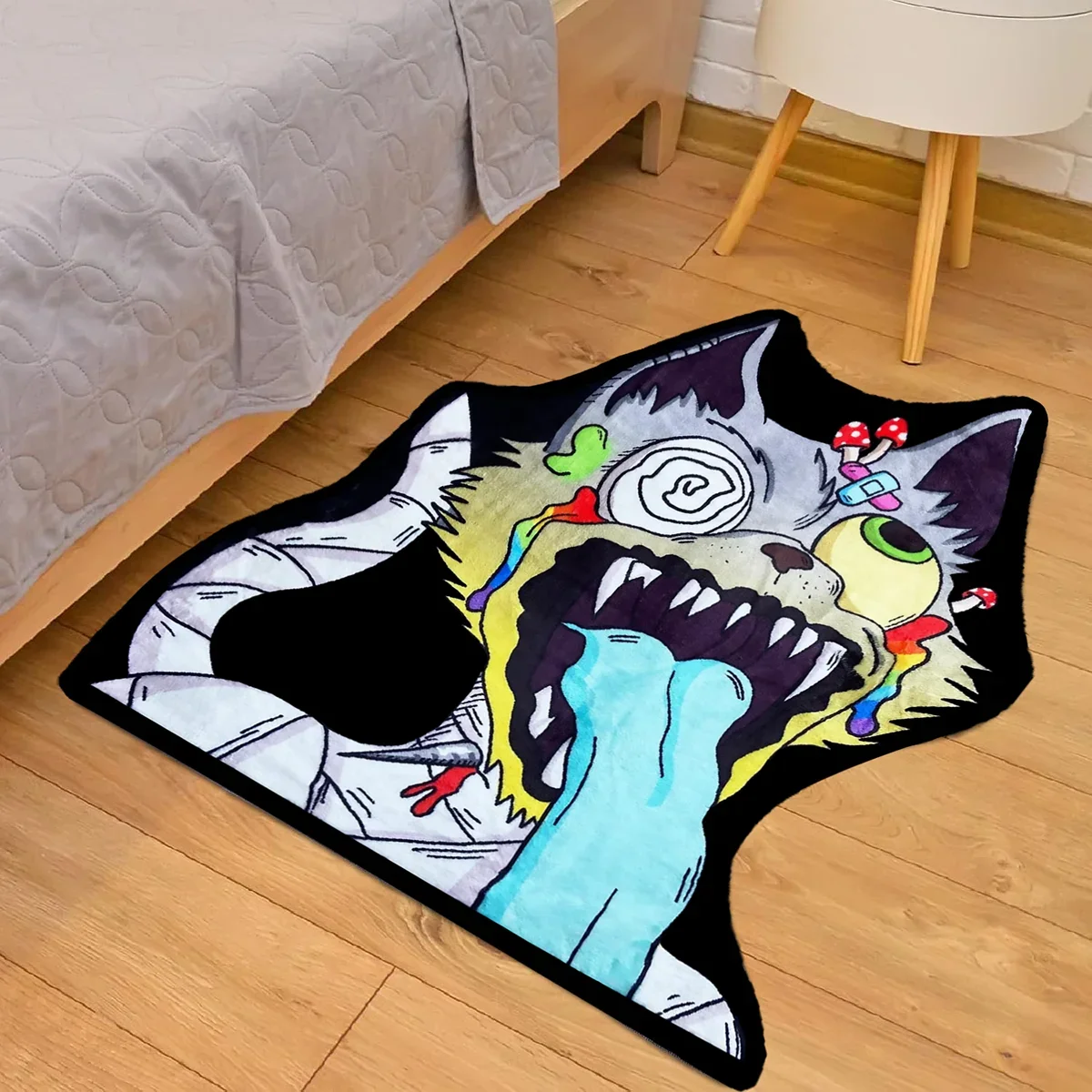 Creative Area Rugs Funny Evil Monster Cat Irregular Cartoon Rug Handmade Carpet for Home Decor Bar Party Business Shop,Etc.