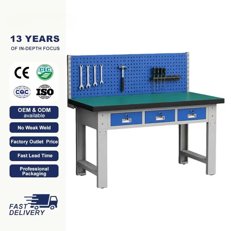 Railway Maintenance Workbench Pegboard Tool Organizer Three Drawer Steel Repair Table For Depot Workshop Technician Station