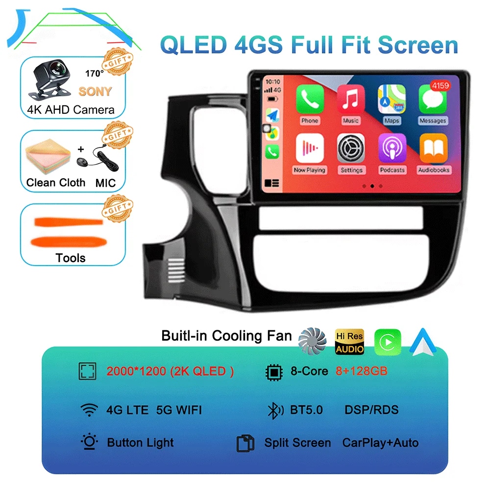 Android 16 Auto Autoradio voor Mitsubishi Outlander XL 3 2012-2018 GPS Navigatie Stereo Multimedia Videospeler Carplay WIFI+4G