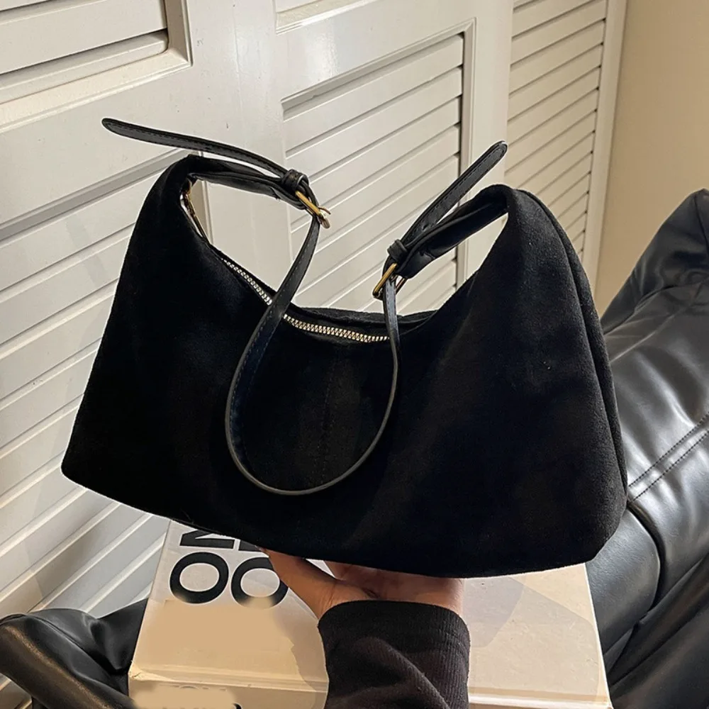 

Simple Handbag Suede Shoulder Bag Solid Color Fashion Hobo Bag Korean Style Large Capacity Ladies Crossbody Bag Girls