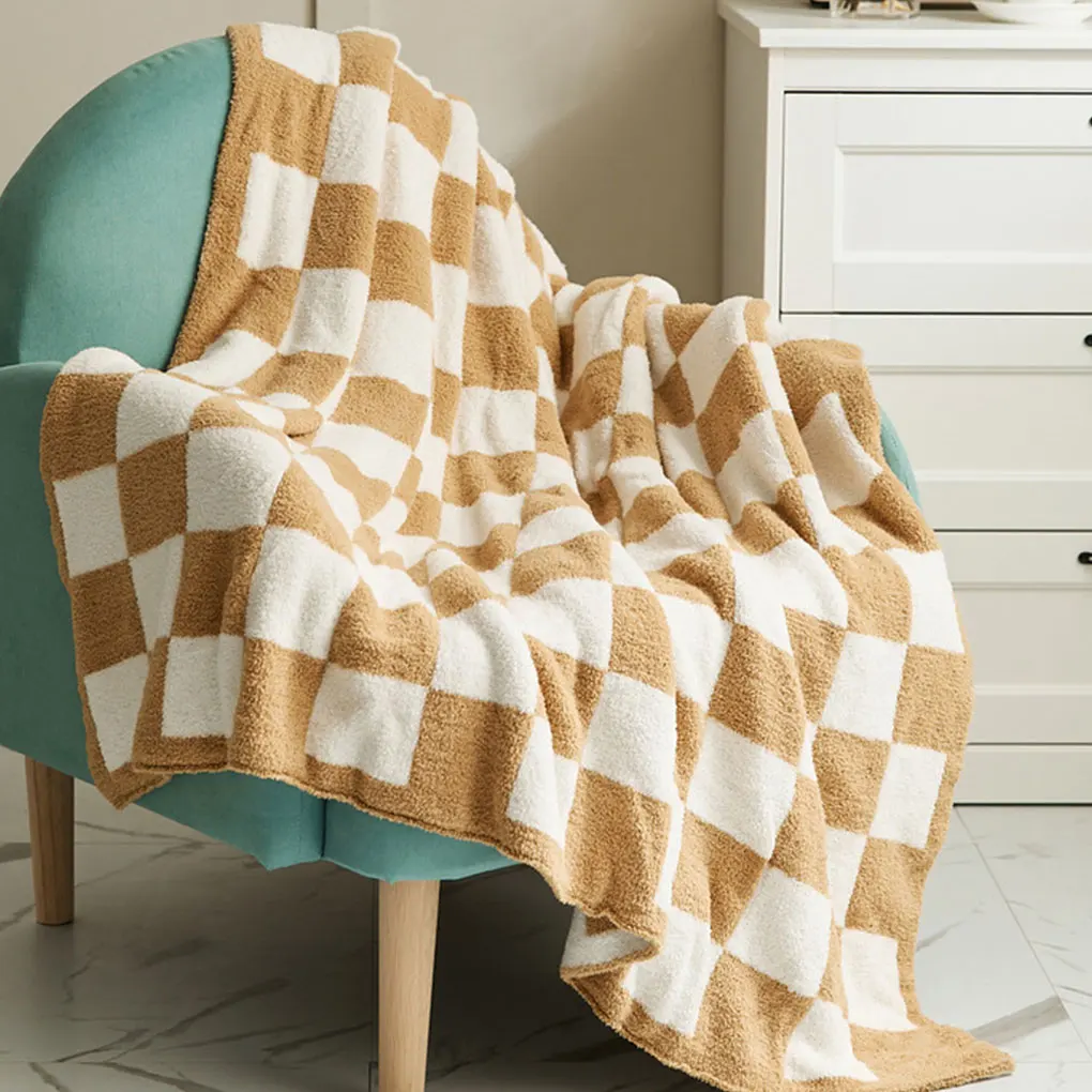 Stay Cozy And Stylish With Checkerboard Plaid Blanket Easy To Clean Excellent Throw Blanket