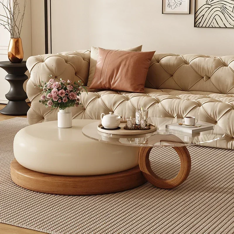 Modern Luxury Coffee Table Premium Nordic Round Organizer Coffee Table Design Living Room Table Basse Pour Salon Home Furniture