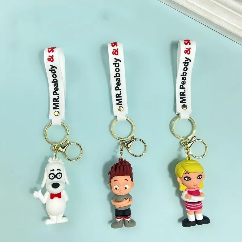 Europe and the United States film genius glasses dog keychain cute puppy Peabody boy Sherman key chain men and women accessories