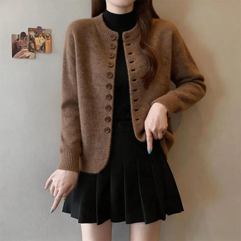 Womens Casual Luxury Knit Cardigan Soft Long Sleeve Sweater Autumn Winter Daily Outerwear Top