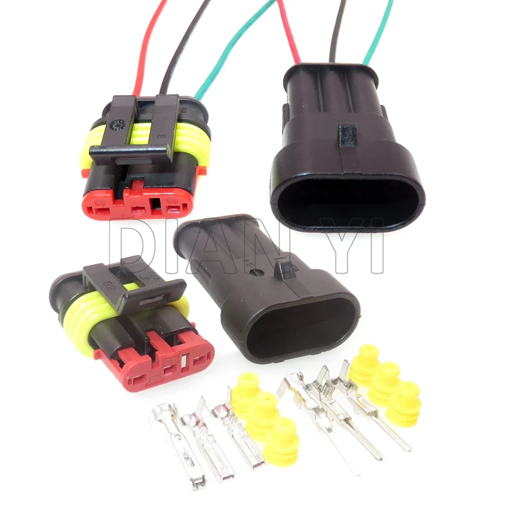 1 Set 3 Way 282087-1 282105-1 Automobile Electrical Connector With Cables AC Assembly Auto Parts Car Wire Cable Socket