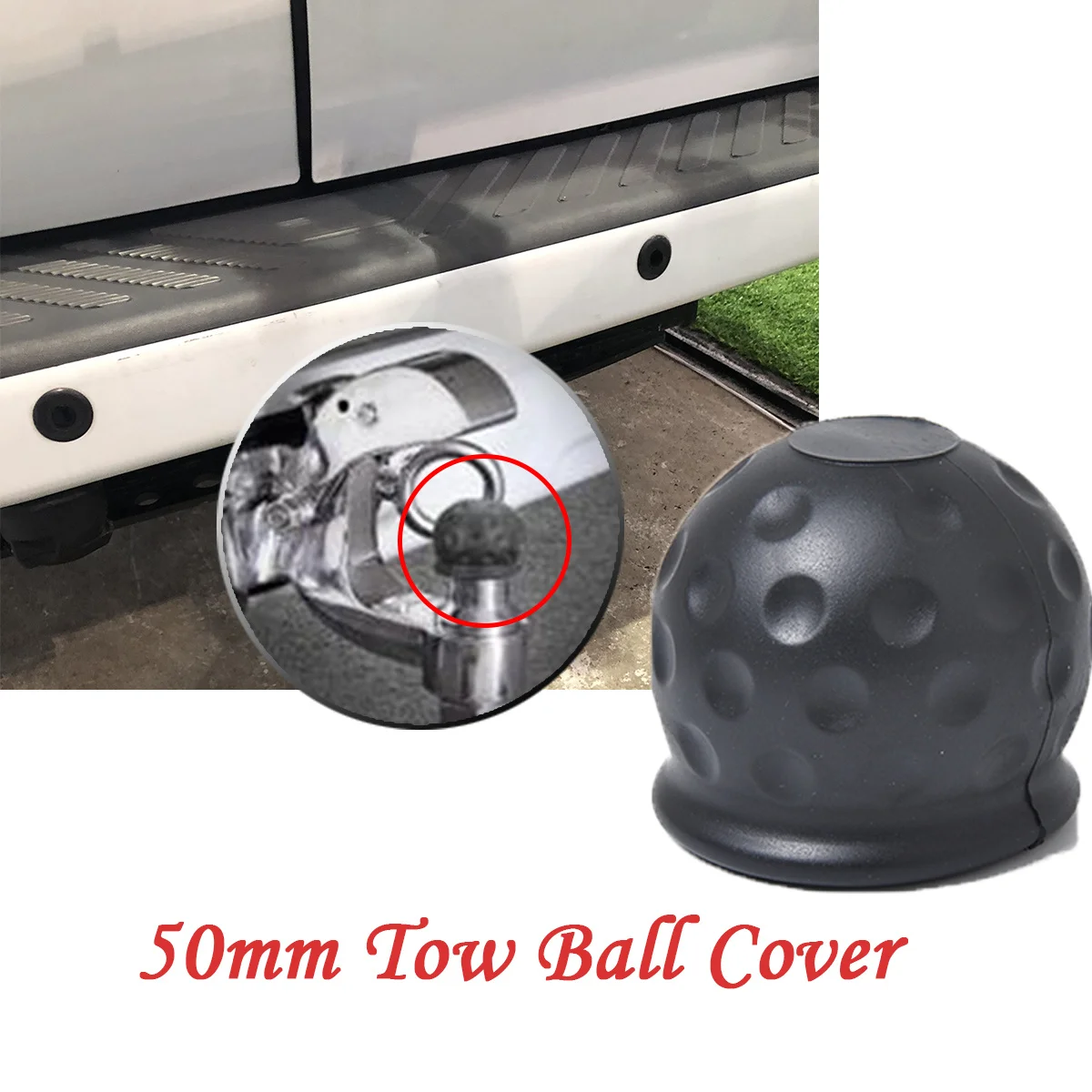 

50Mm Universal Tow Ball Cover For Car Truck Trailer Hitch Durable Protection Cap Fits Swan Neck Bolt On Towing Connection Keeps