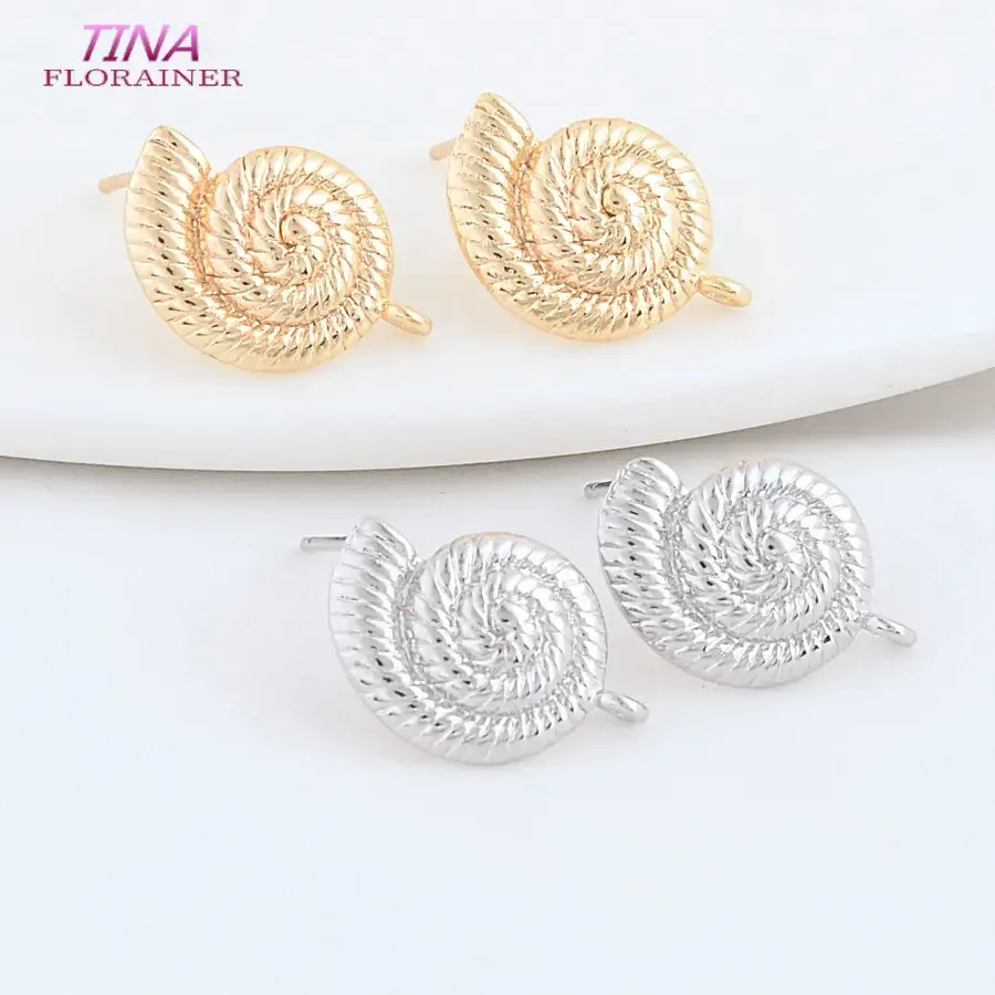 11*16MM 14K Gold Color Plated Brass Snail Stud Earrings High Quality Diy DIY Jewelry Making Finding Accessories