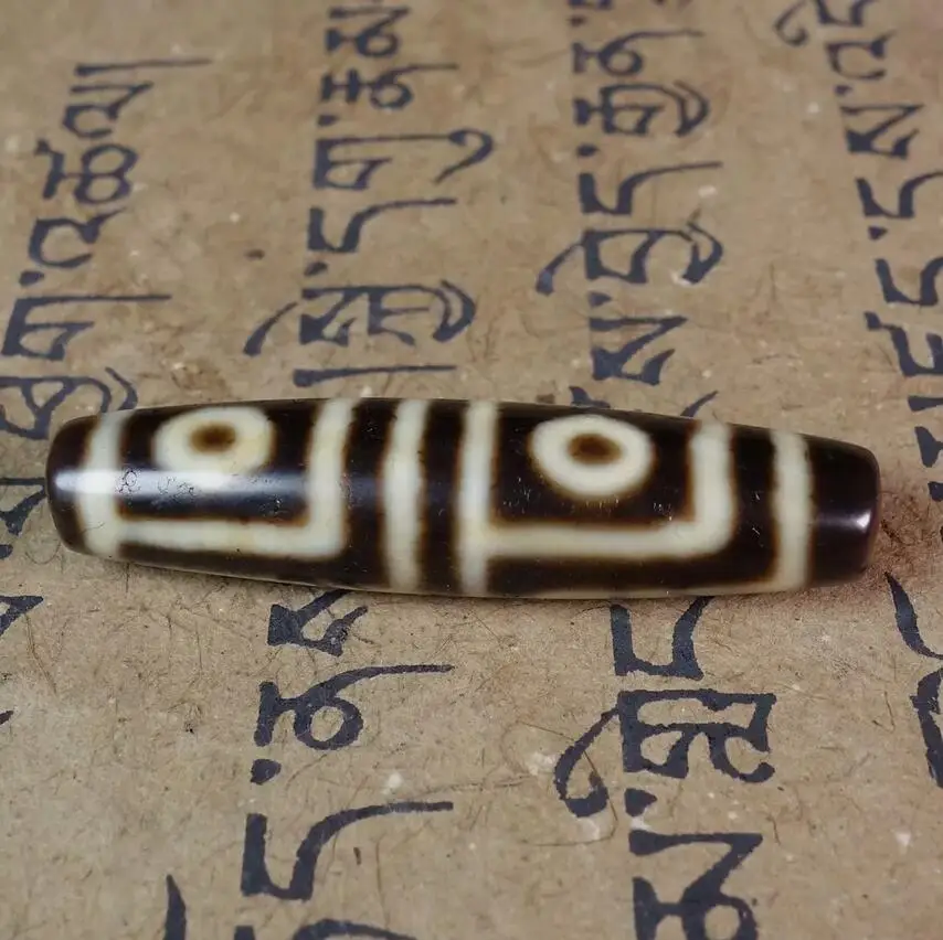 Ancient Tibetan DZI Beads Old Agate Yellow 7 Eye Totem Amulet Pendant GZI #3490