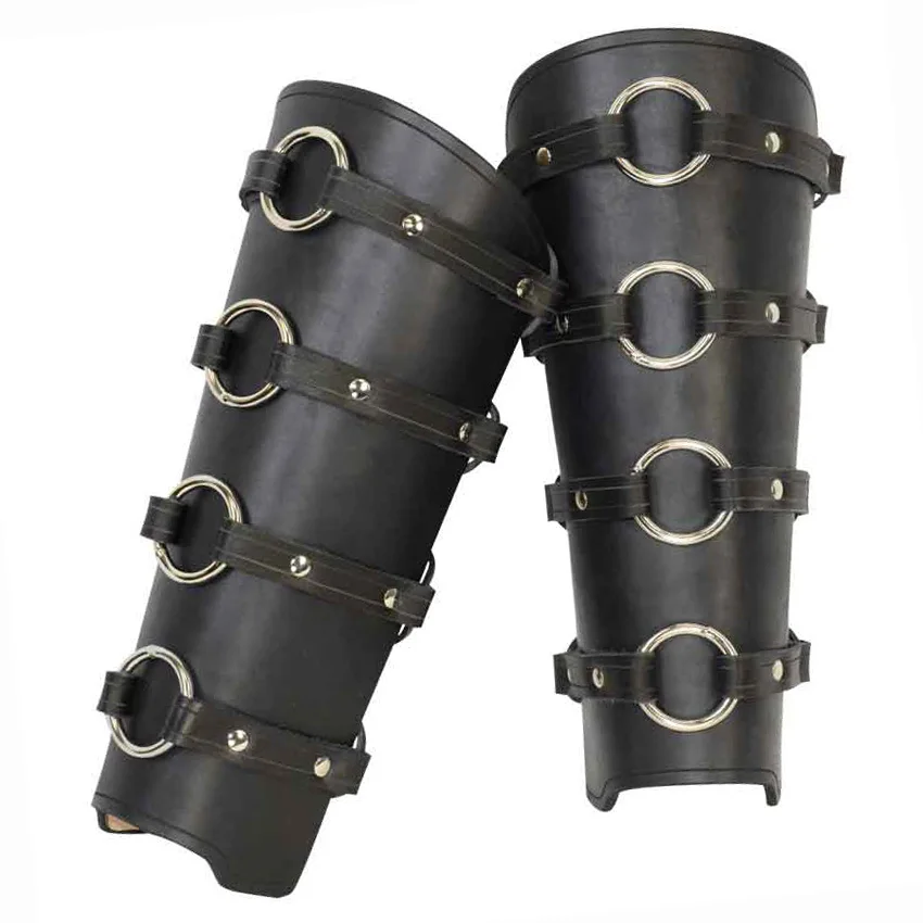 Medieval Viking Pirate Knight Leather Leg Guard Armor Boot Shoes Cover Men Cosplay Costume Props Steampunk Gaiter Greaves LARP