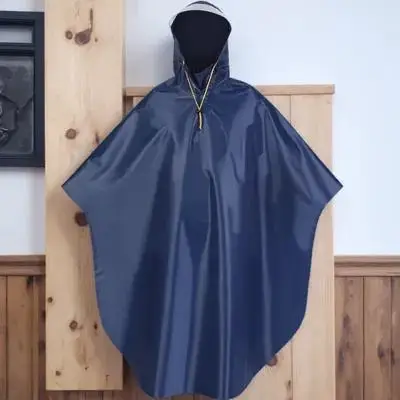 

Mens Womens Cycling Bike Raincoat Short Back Waterproof Windproof Tear Resistant Lightweight Hooded Rain Cape Poncho Navy Blue