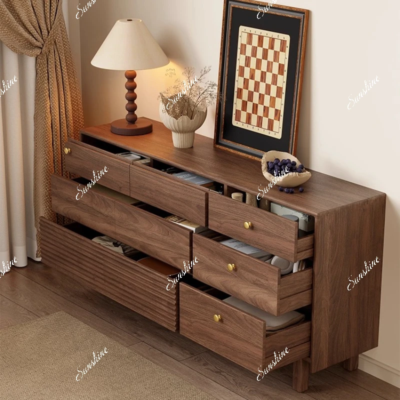 

North American black walnut storage cabinet vintage style against the wall storage solid wood sideboard