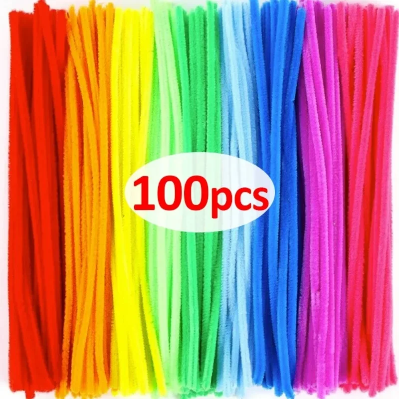 10-100PCS Chenille Stems Colorful Plush Tinsel Sticks Pipe Cleaner Crafts Kids Educational Toys Creative Handmade DIY Supplies