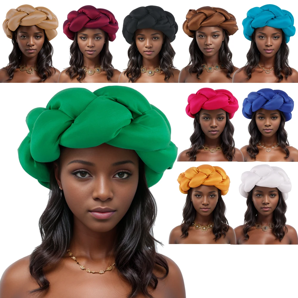 Big Braids Turban Cap Women Headband Turbans African Lady Headpiece Nigeria Auto Gele Headwrap Headwrap Headband