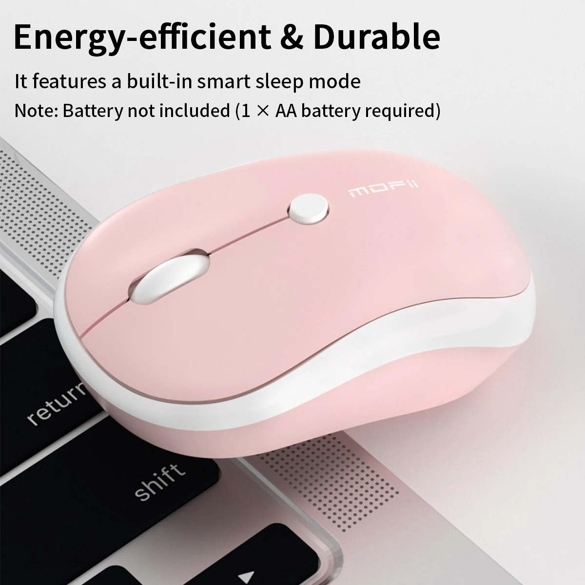 MOFii M5AG Pink Wireless Mouse, Ergonomic Grip, 2.4G Plug & Play, Universal for Office Laptops & Desktops