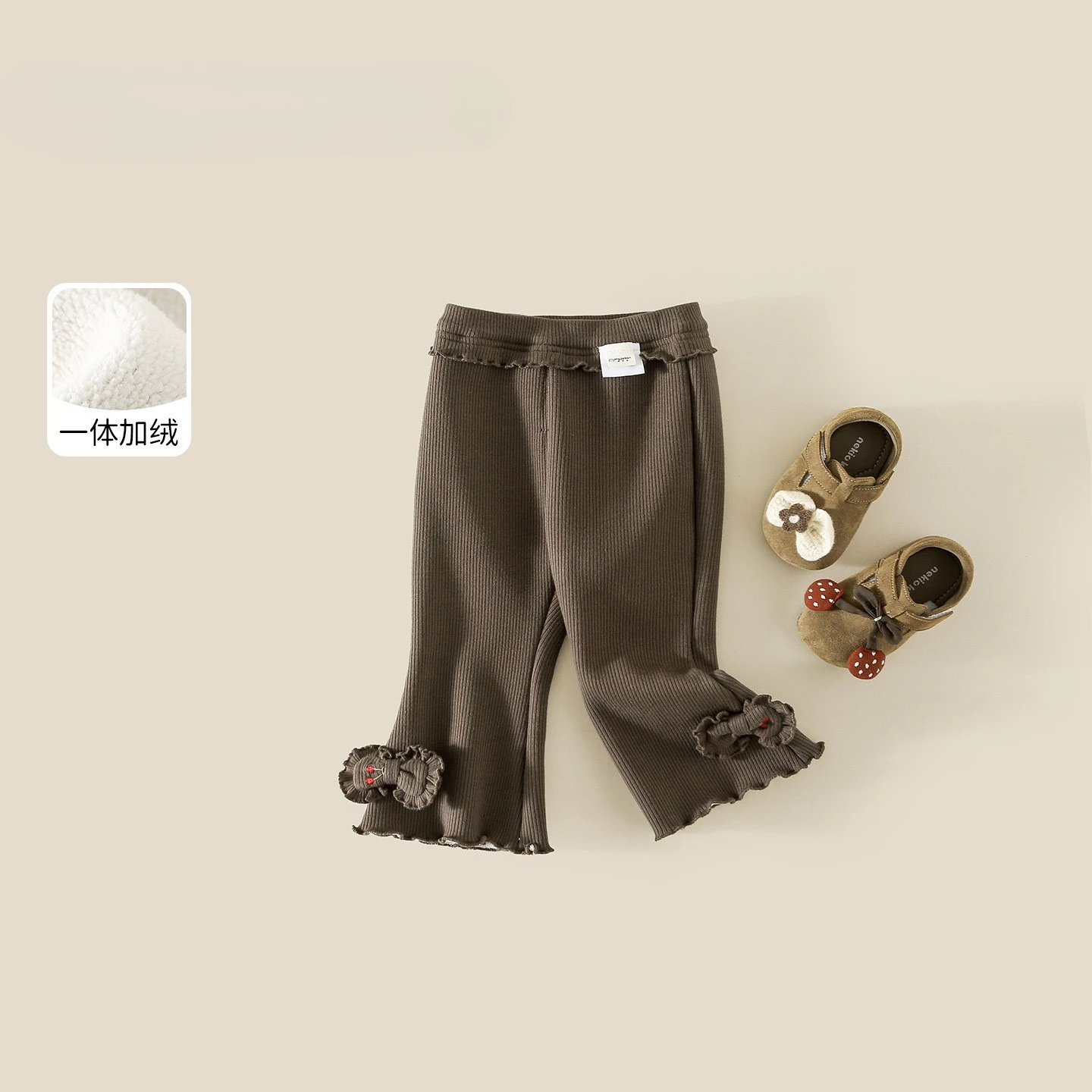 Pants New Autumn Leggings for Girls One-piece Fleece for Baby Girls Autumn and Winter Children Micro Flared Pants