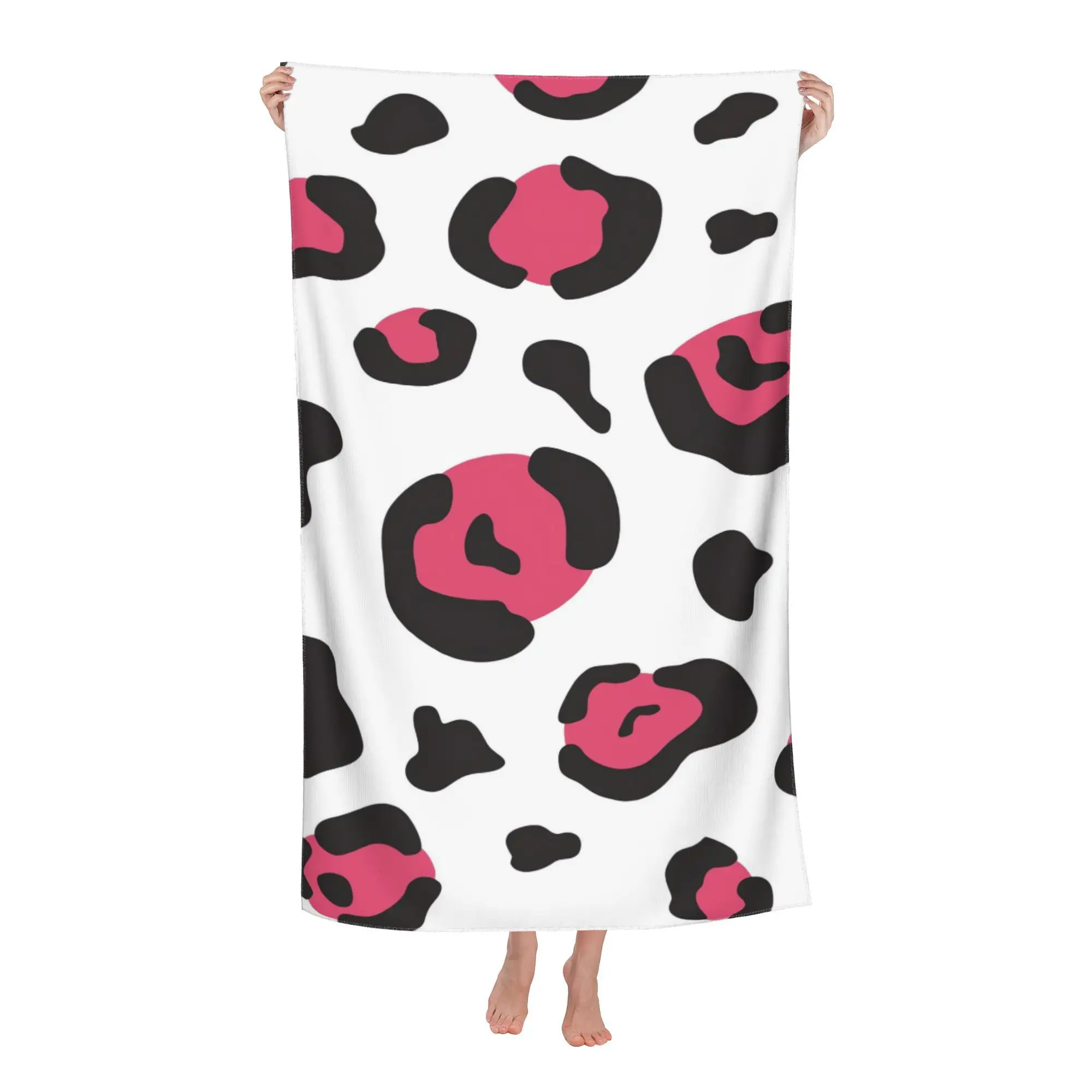 Leopard Print Beach Towel Bathing Towels Cover Quick Dry Sand Free Yoga Spa Gym Pool