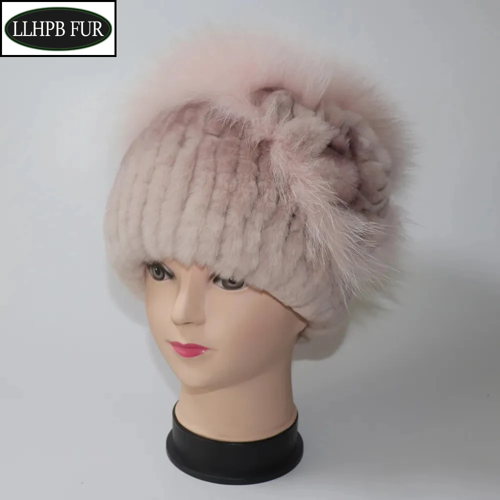 

Winter Women 100% Natural Rex Rabbit Fur Cap Lady Warm Authentic Rex Rabbit Fur Caps Good Elastic Real Fur Hats Warm Beanies