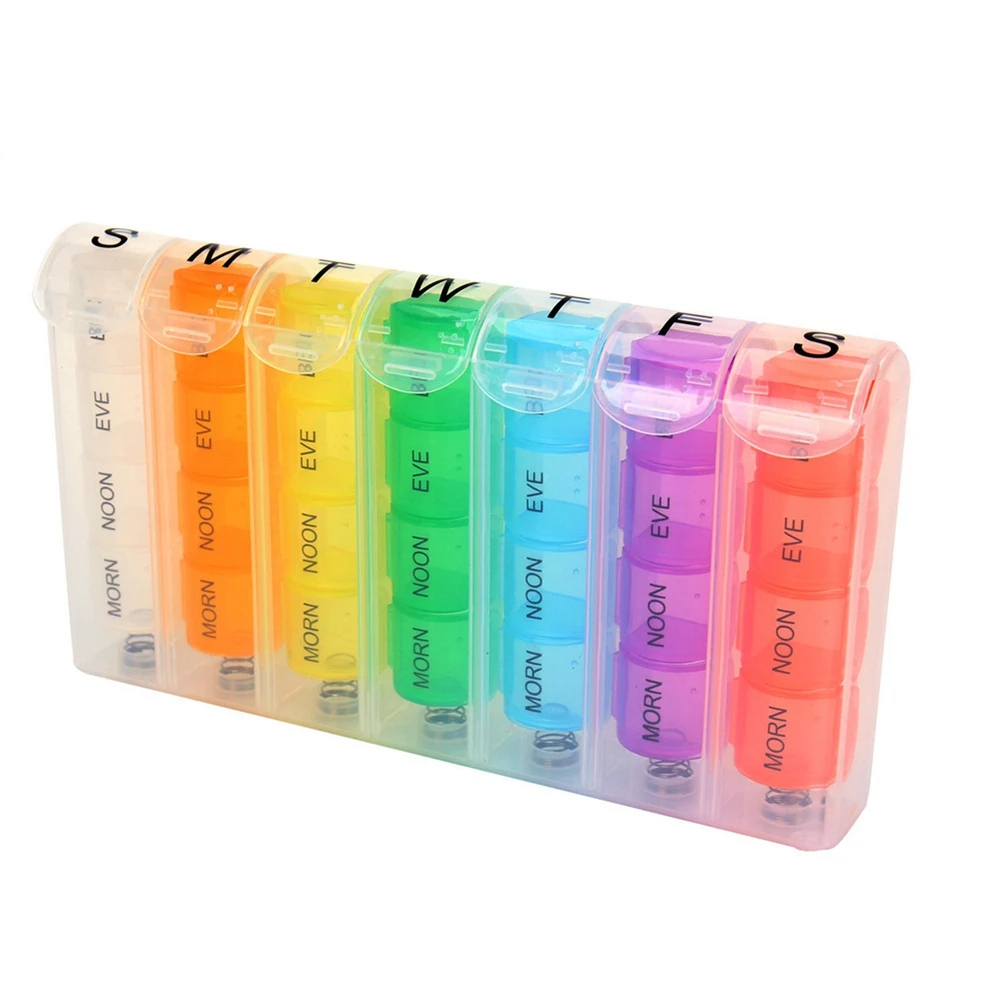 Portable Weekly 7 Day Push Button Pill Holder Travel Medicine Box Case Organizer-A27I