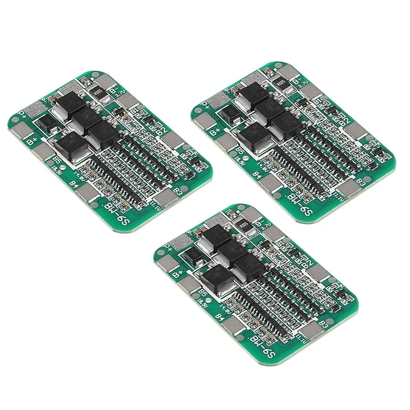 3 Pcs 6S 15A 24V PCB BMS Battery Protection Board For Li-Ion Lithium 18650 Battery Packs Lipo Cell Module