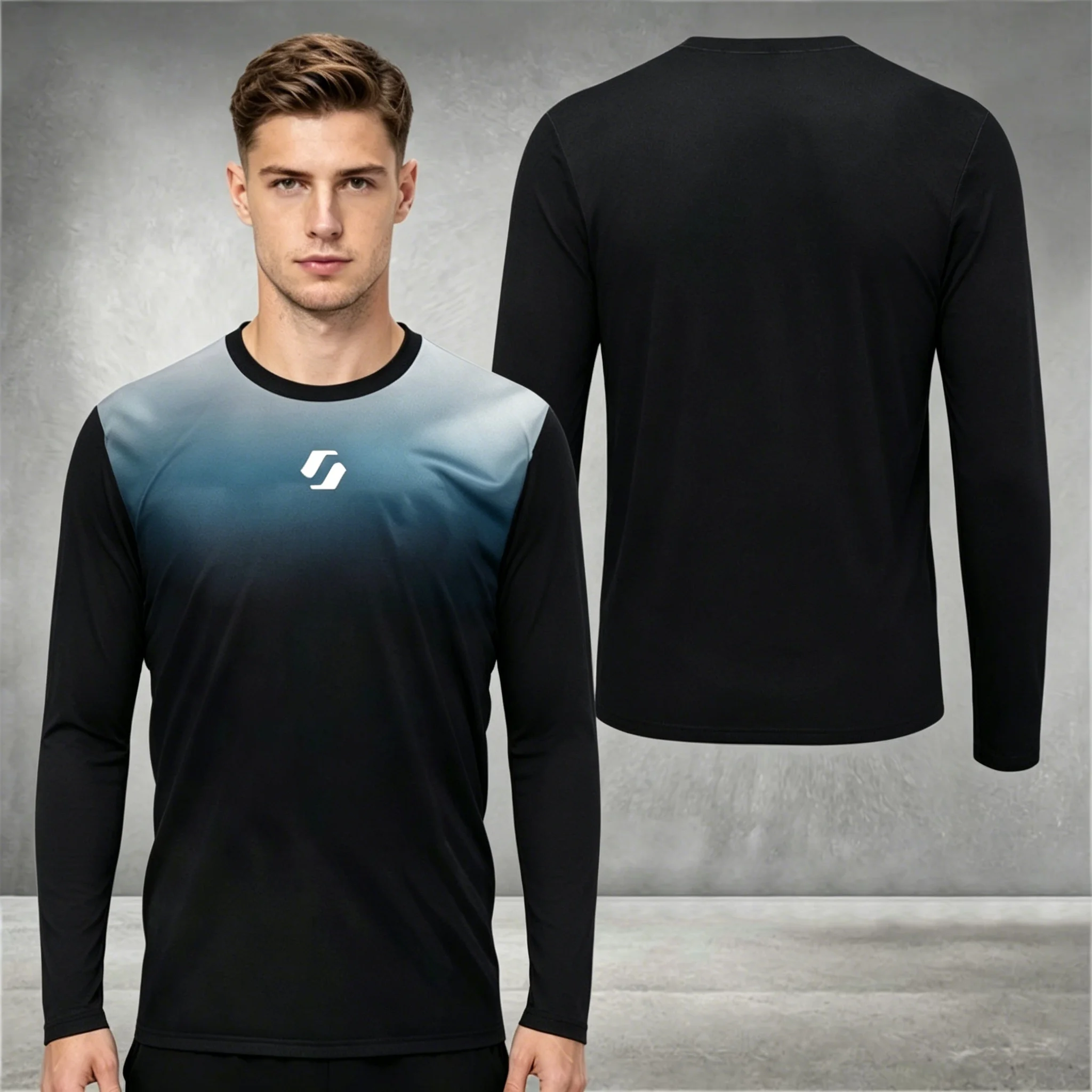 Men's Sports Long-sleeve T-shirt Round Neck Abstract Print Breathable for Table Tennis & Casual Wear view 4