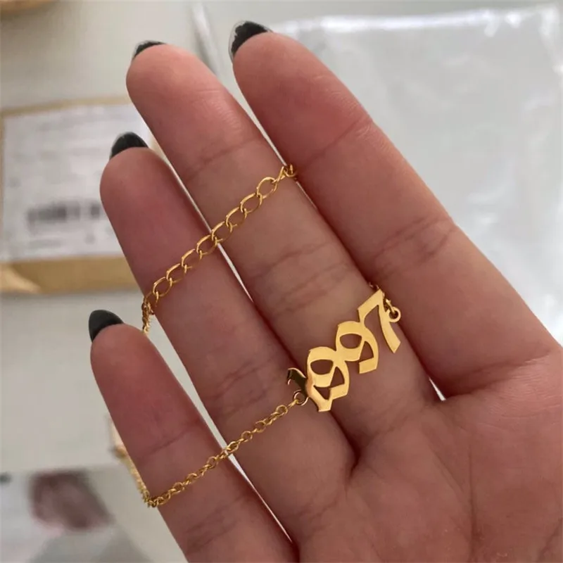 QIAMNI Stainless Steel 1985-2020 Birth Year Necklaces for Women Men Choker Date Number Pendant Necklace Jewelry Commemorat 