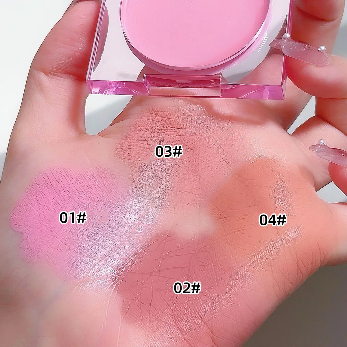 Blush brilhante do pó facial para a composição, 4 cores, cosméticos naturais