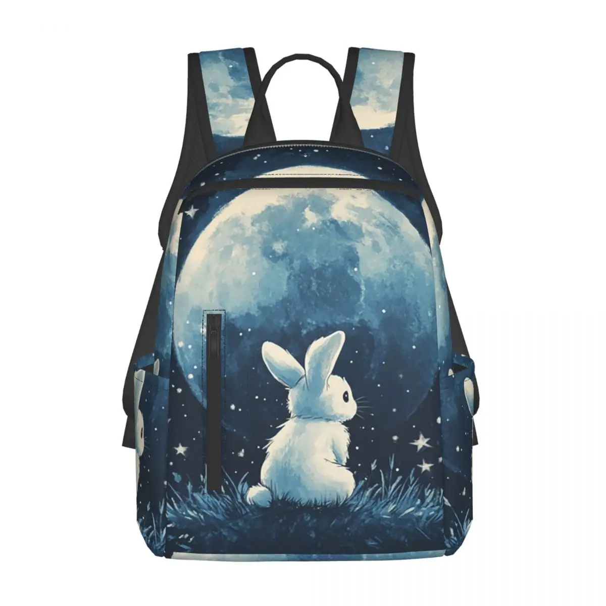 

Cute Space Little Bunny Rabbit Backpack Daypack Large Capacity Children BookBag School Bag Shoulder Bags for Men Women