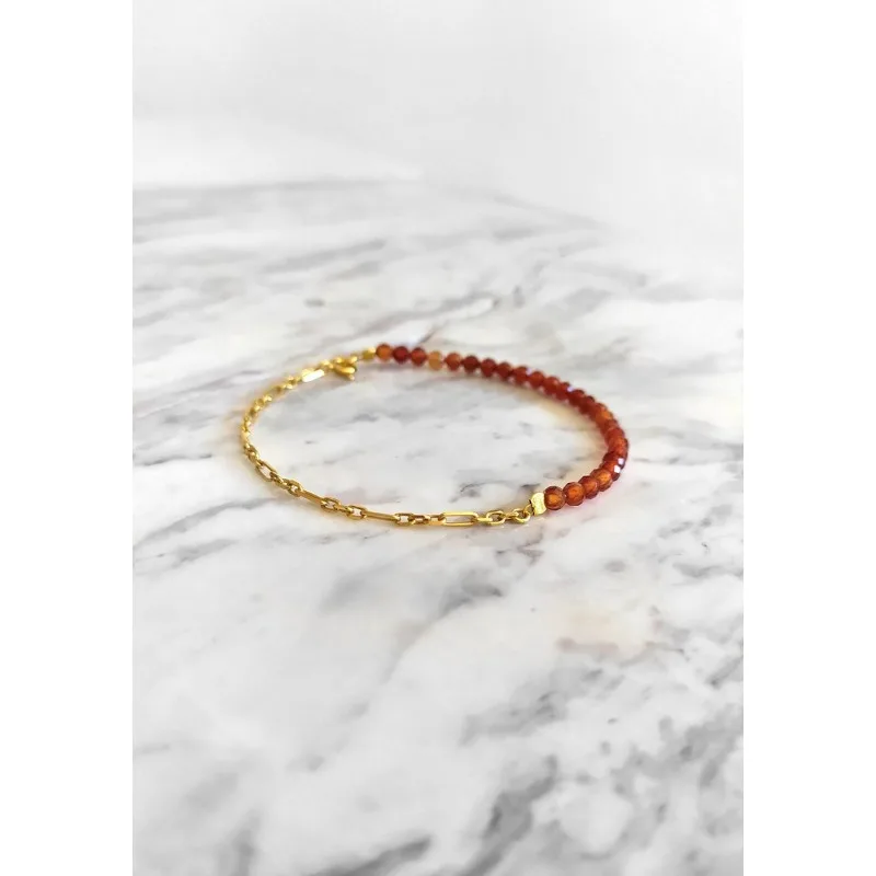 

Delicate carnelian Bracelet / 14K gold plated/Gold Gem bracelet/Delicate small bracelet